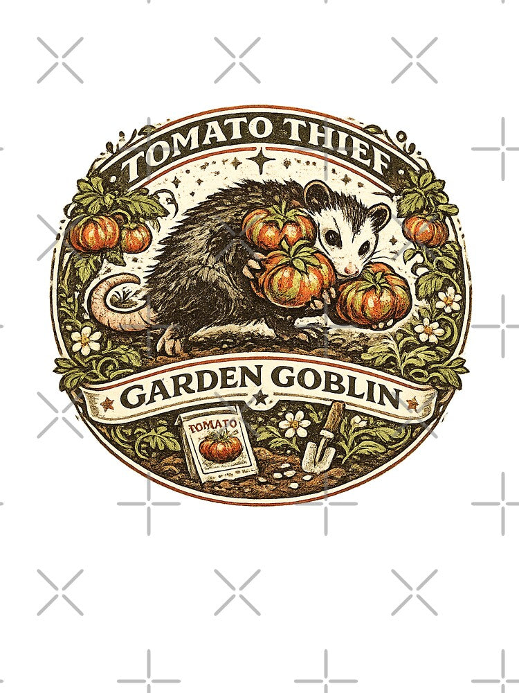 Tomato Thief Garden Goblin Cottagecore Possum Garden Print by Bratak