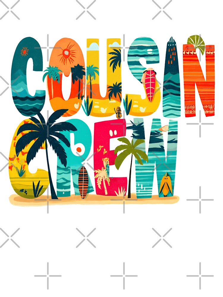 Cousin Crew Beach T-Shirt – Tropical Palm & Waves Family Matching Tee by Happy'CLICK'