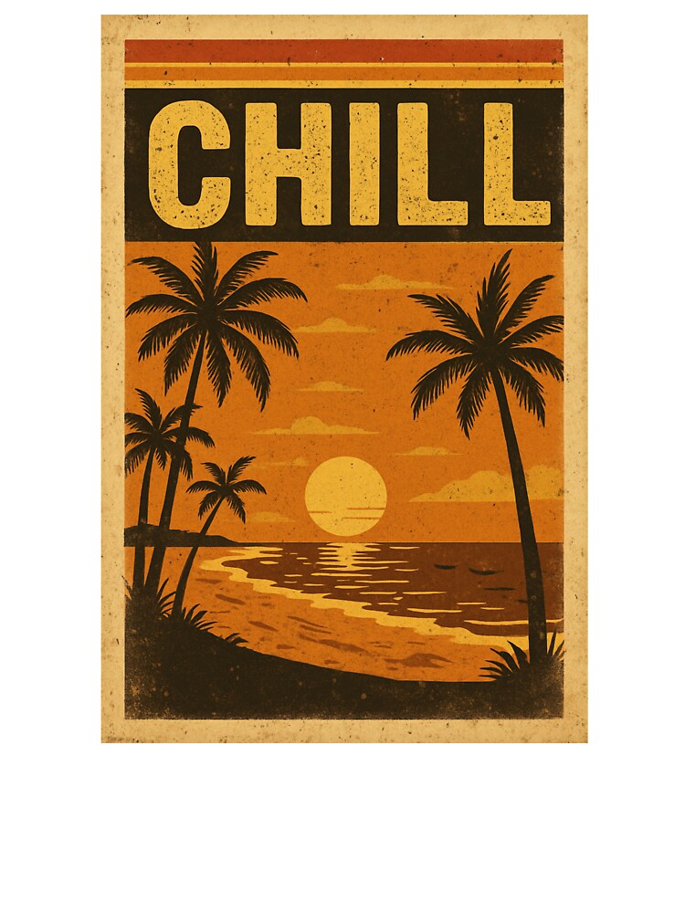 Retro Beach Sunset T Shirt, Chill Vintage T Shirt, Palm Tree Graphic Tee, Summer Vacation Shirt, Relaxed Vibe Shirt, Beach Lifestyle Tee by DeesignEngine