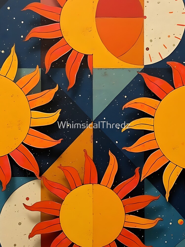 Solar Rhythm – Bauhaus Pop Art Sun& Moon Pattern by WhimsicalThredz