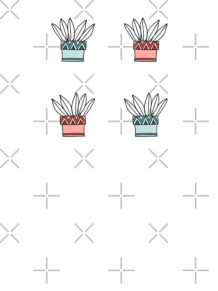 Cyan & Coral Plant Pots by ontenno-designs