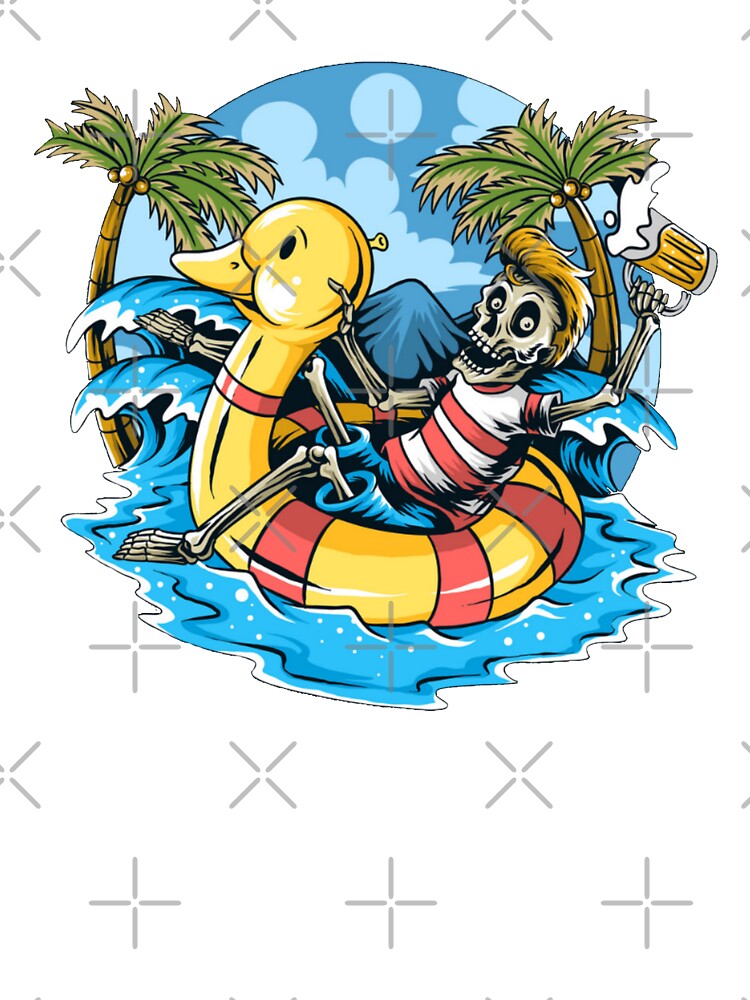 Skeleton Sitting on Float Duck Relaxing Enjoying the Holiday Vacation Summer by WearWolfDesigns