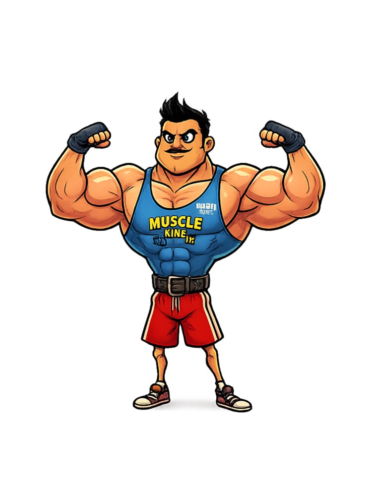 Funny Muscle King Cartoon Bodybuilder PNG | Big Muscles Tiny Legs Meme Design by arifali786