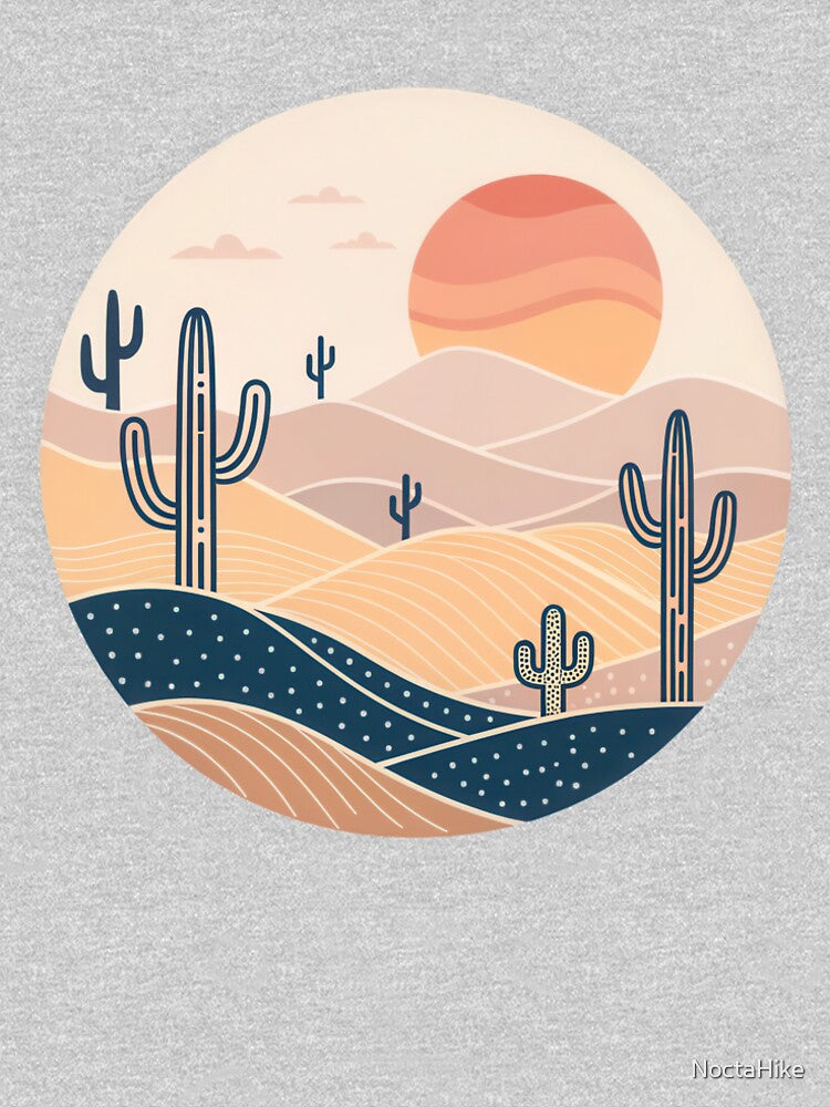 Retro Desert Cactus Landscape with Sunset by NoctaHike