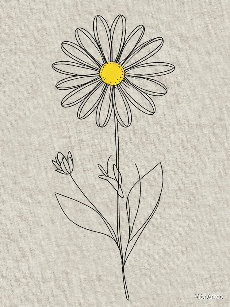 Daisy Line Art - Single Flower by VibrArtco