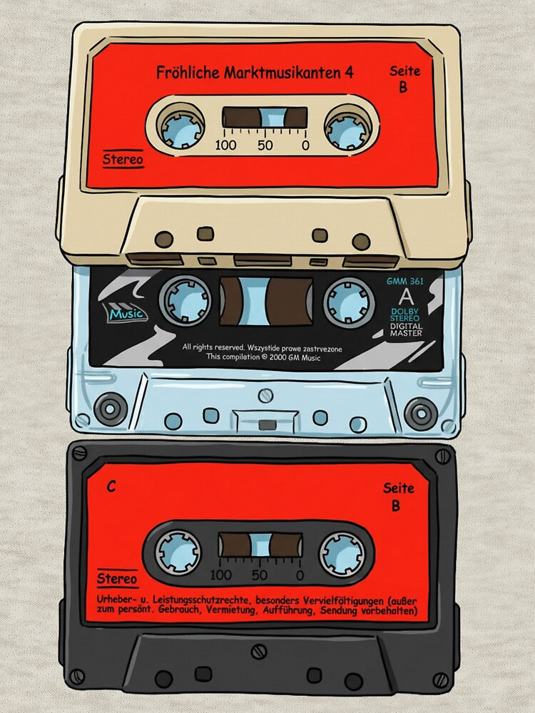 Retro Cassette Tape Mixtape Illustration 80s 90s by Dariusz.K