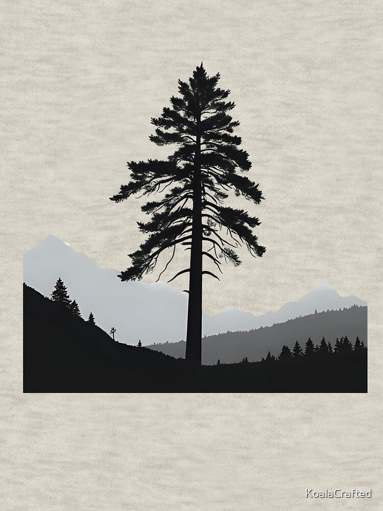 Lone Pine Over Mountains – Nature Silhouette by KoalaCrafted