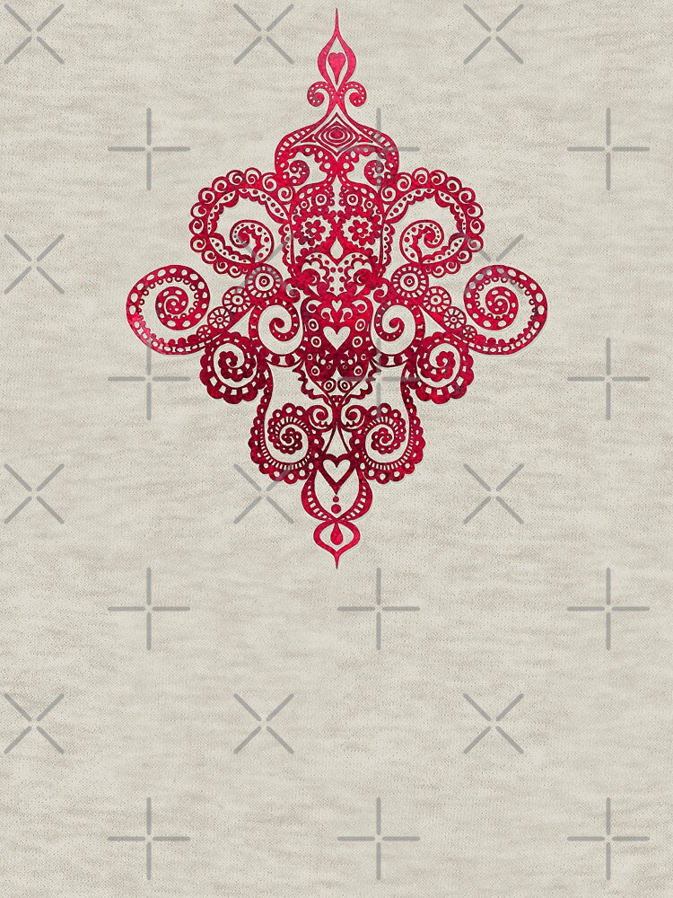 wine & grey Baroque Pattern on gentle framboise by pearlposition