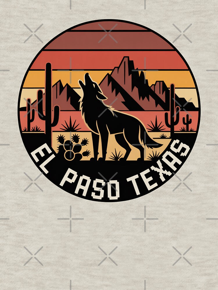 El Paso Texas Howling Wolf – Retro Desert Sunset Vintage Southwest Design by CircinusStore