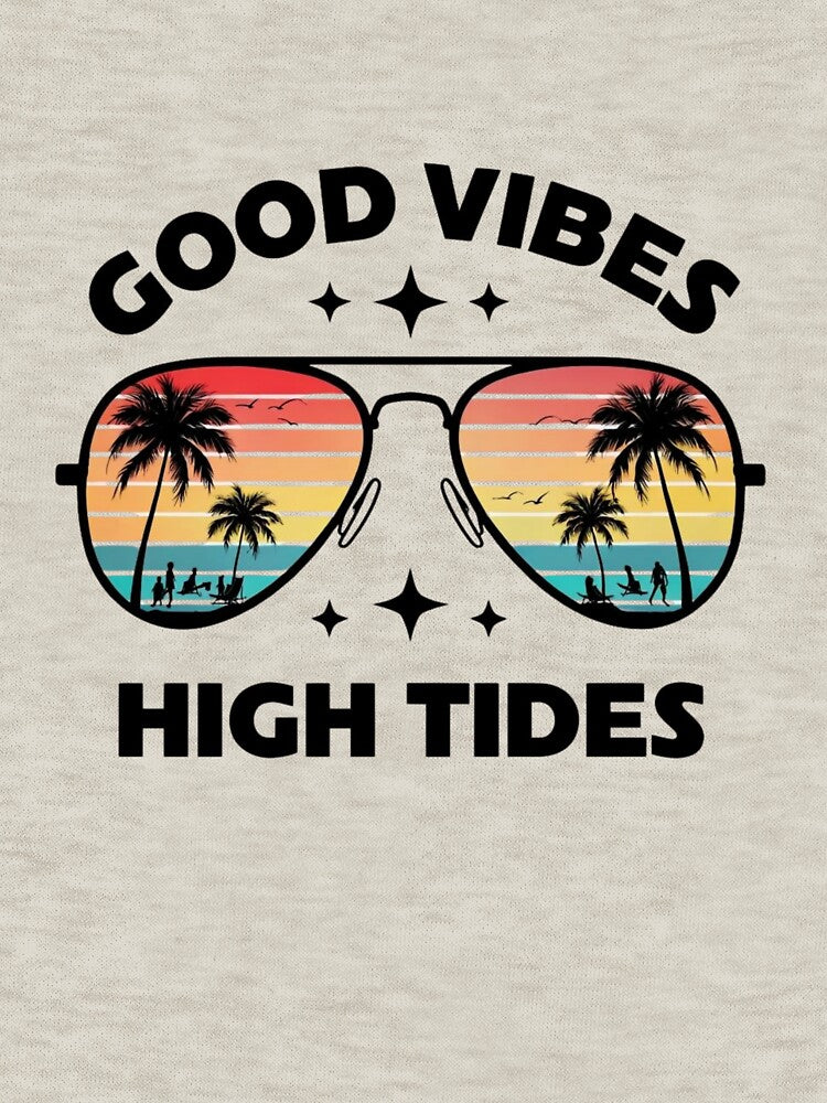 Good Vibes High Tides - Sunset Beach Reflection Aviator Sunglasses Design by Colorful-Garden