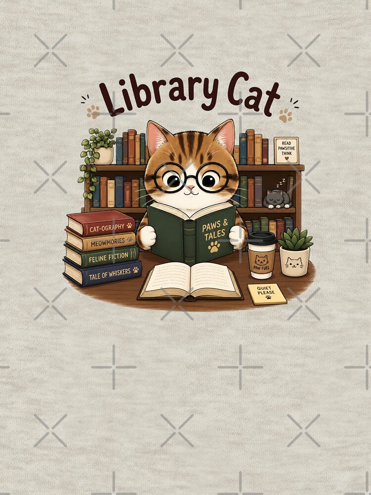 Library Cat Cute Reading Book Lover Cat Sticker | Cozy Bookworm Kitty | Kawaii Cat Library Design by Sanika arts