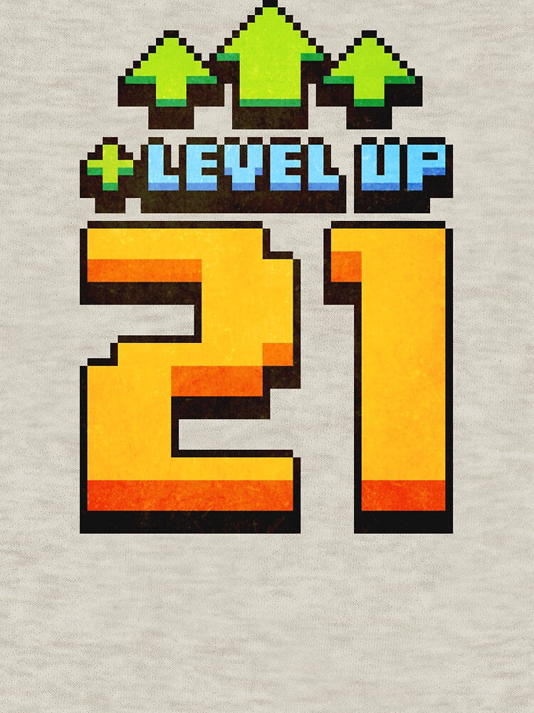 Level Up 21 Lvl Pixel Art Birthday Gift by PixelDrukiPL