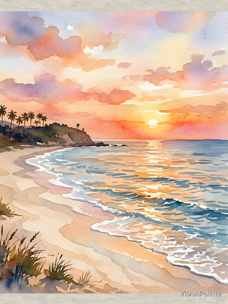 Watercolor Sunset Cove: A Summer Vacation Journey by VibranPalette