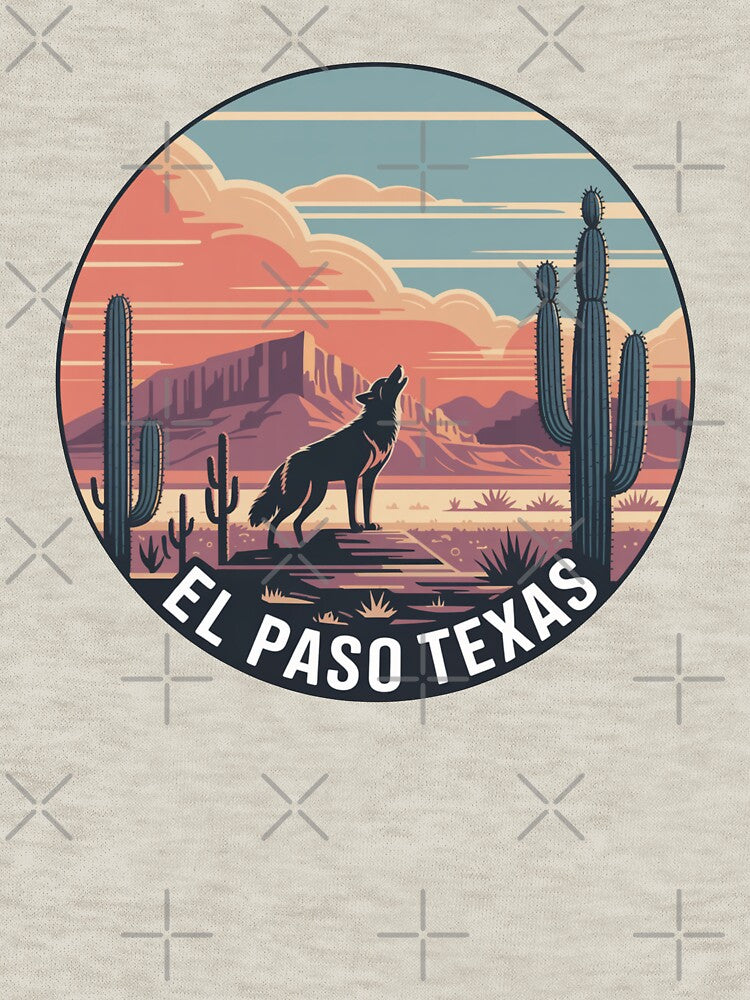 El Paso Texas Desert Wolf – Retro Sunset Landscape Southwest Vintage Design by CircinusStore