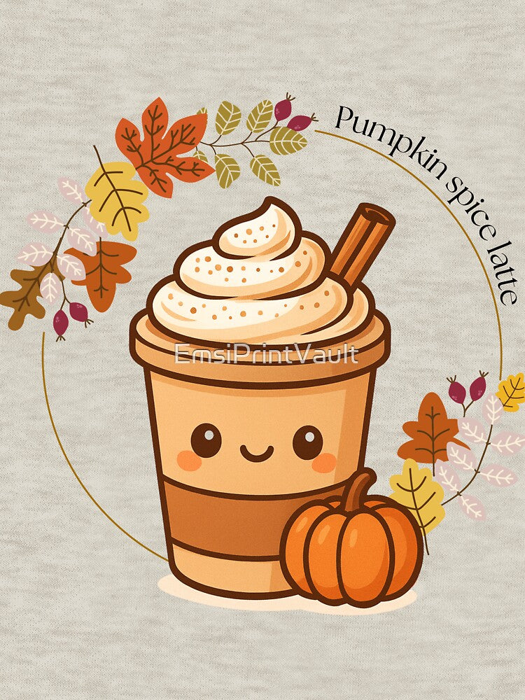 Pumpkin spice latte kawai by EmsiPrintVault