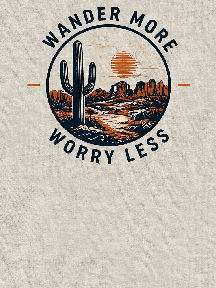 Wander More Worry Less Desert Sunset Retro Design by StateMoodDesigns