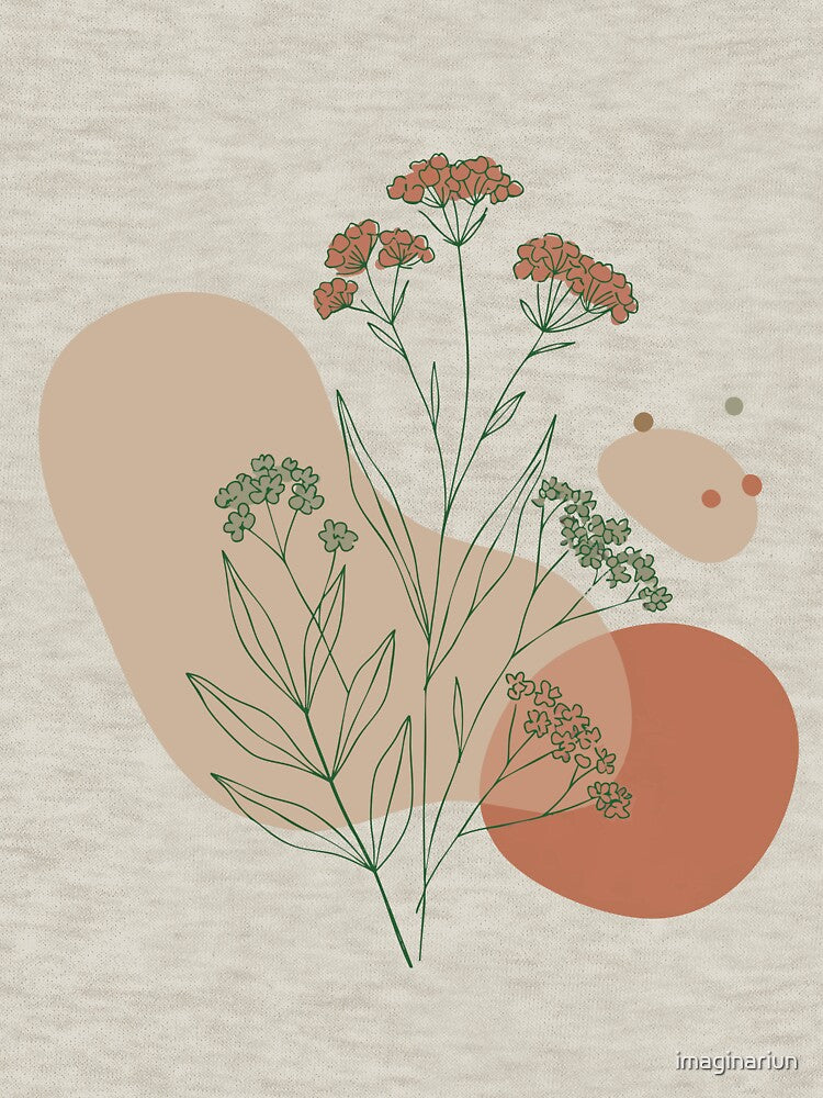 Minimalist Floral Line Art – Elegant Abstract Botanical Illustration in Earth Tones by imaginariun
