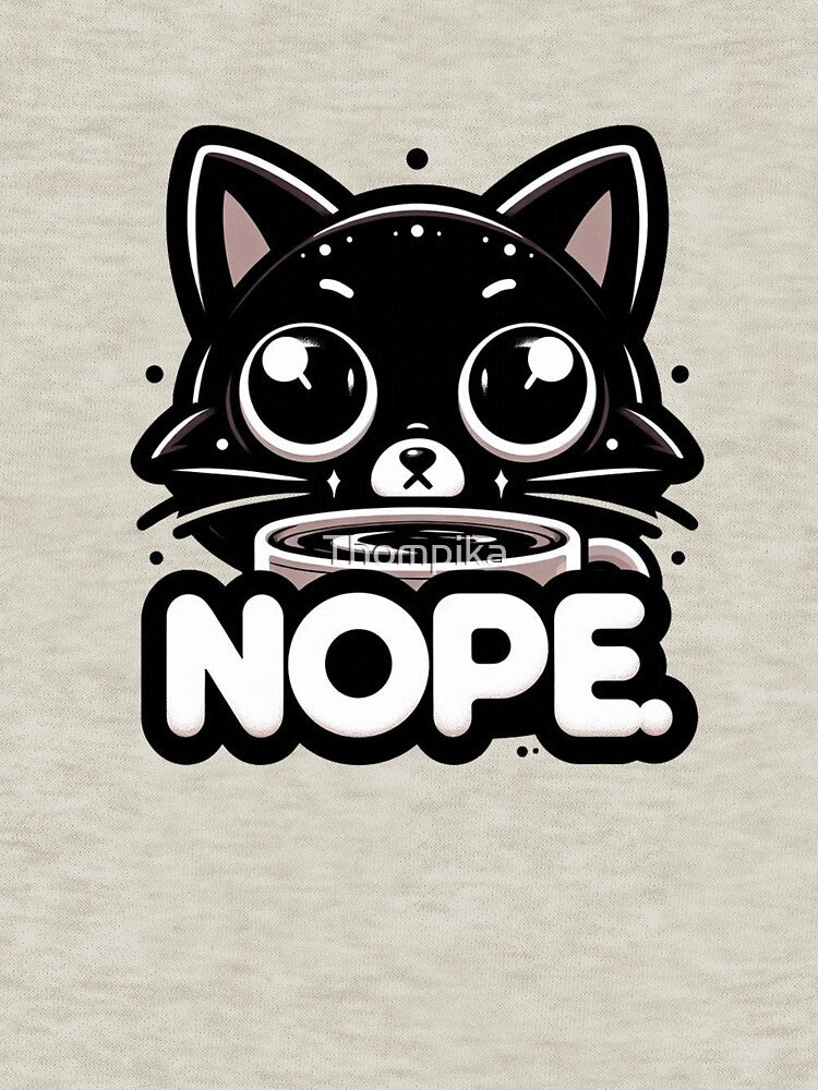 Funny Grumpy Black Cat Nope - Sarcastic Cat Lover & Coffee Gift 2 by Thompika