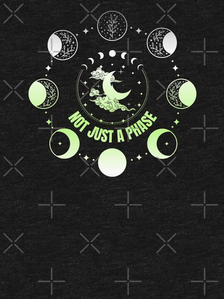 Moon Phases, Not Just A Phase graphic, Agender pride flag graphic, sun moon and stars, pride graphic, Astronomy, night sky, star gazing, Full Moon, Crescent moon, outdoors, nature, by PrideBeProud