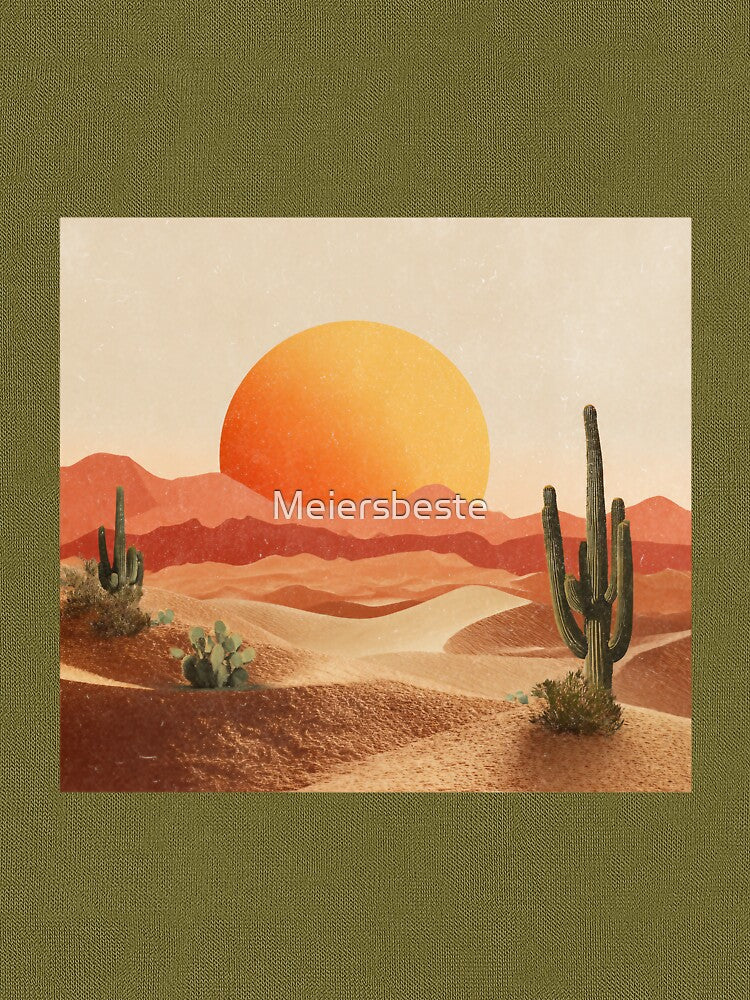 Retro desert landscape with cacti – vintage sunset nature motif for outdoor and adventure fans by Meiersbeste