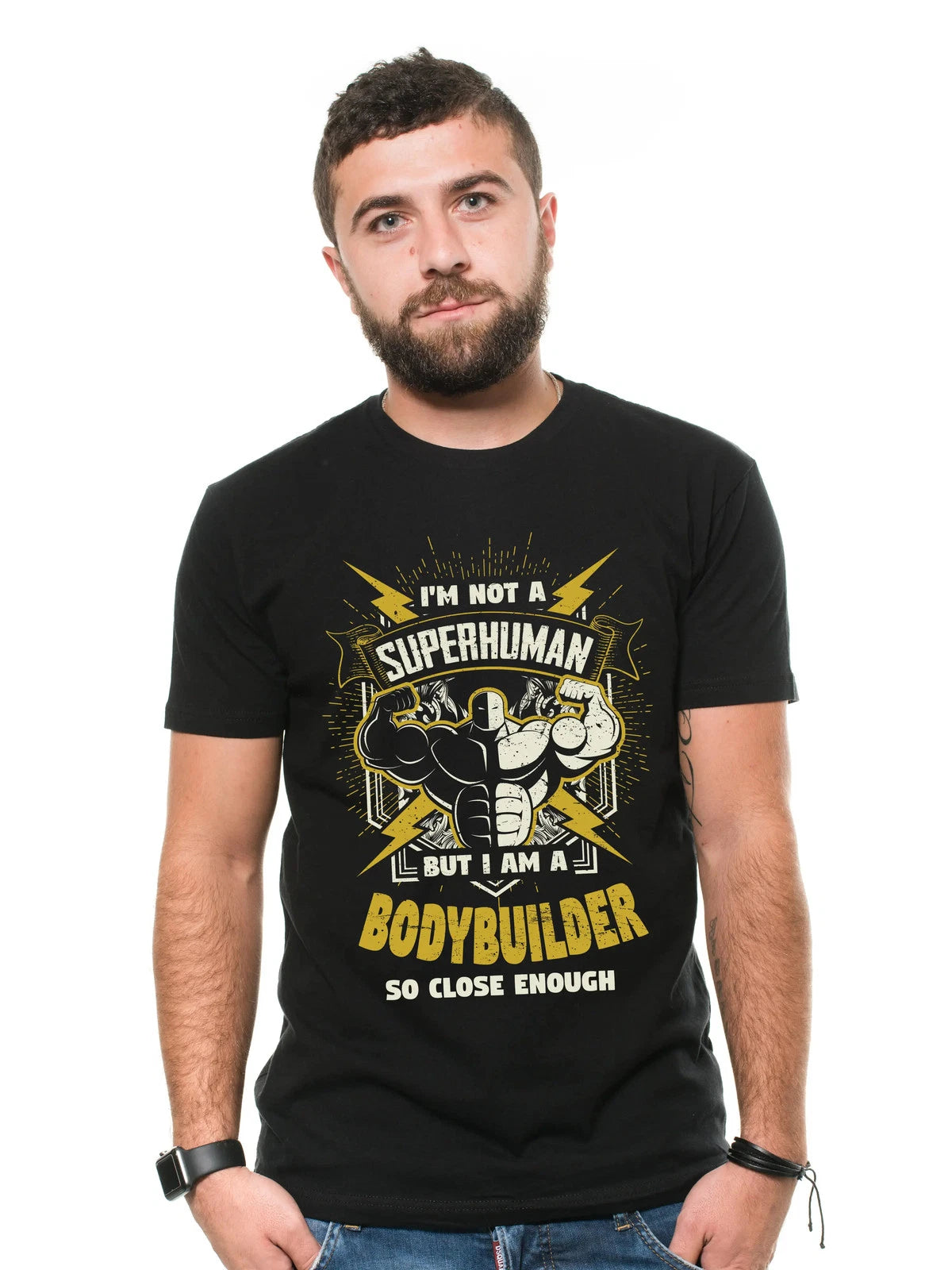 Men's Workout Gym superhuman bodybuilder trainer Tee Shirt