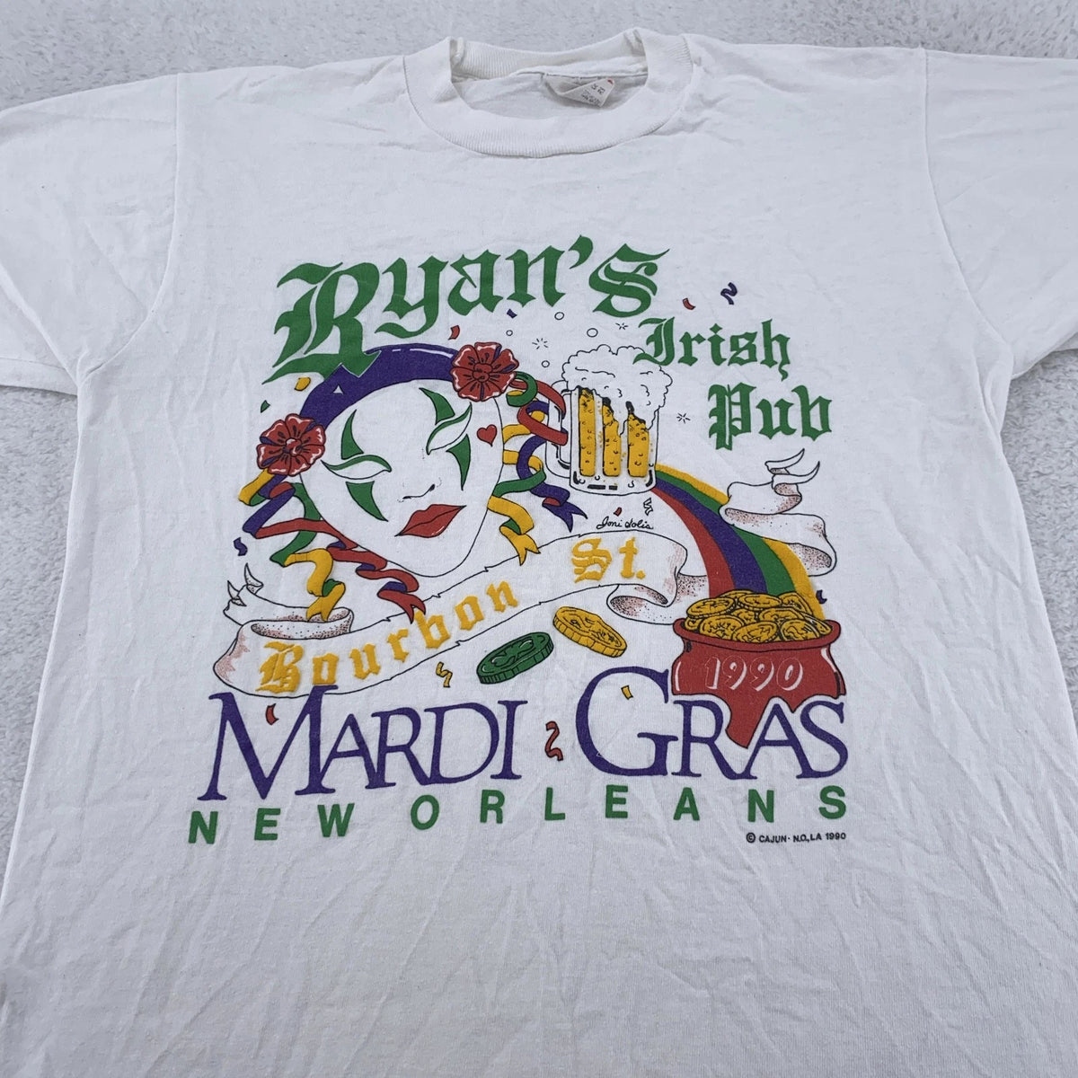 Vintage Ryan's Irish Pub Shirt Mens Small Bourbon St. New Orleans Mardi Gras 90s