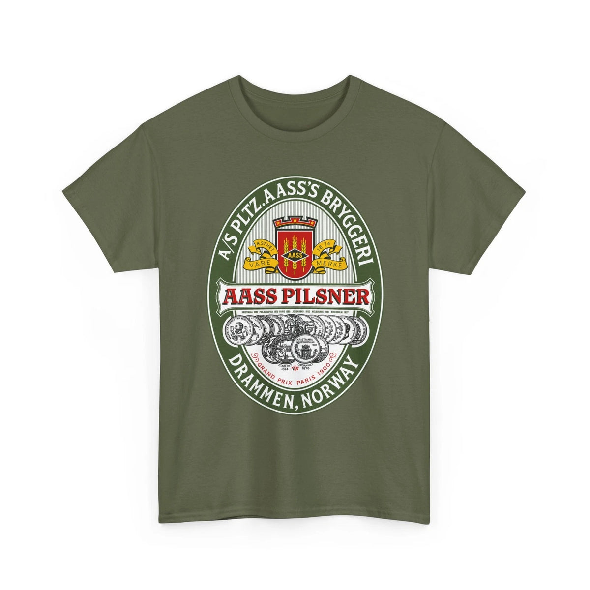 Aass Pilsner Beer Vintage Brewery Label Drammen Norway Retro Breweriana T-Shirt