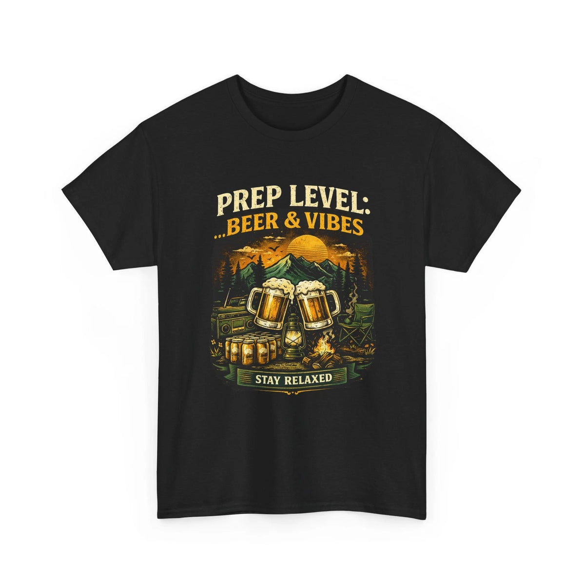 Prep Level Beer and Vibes T-Shirt Funny Beer Relaxed Lifestyle Tee