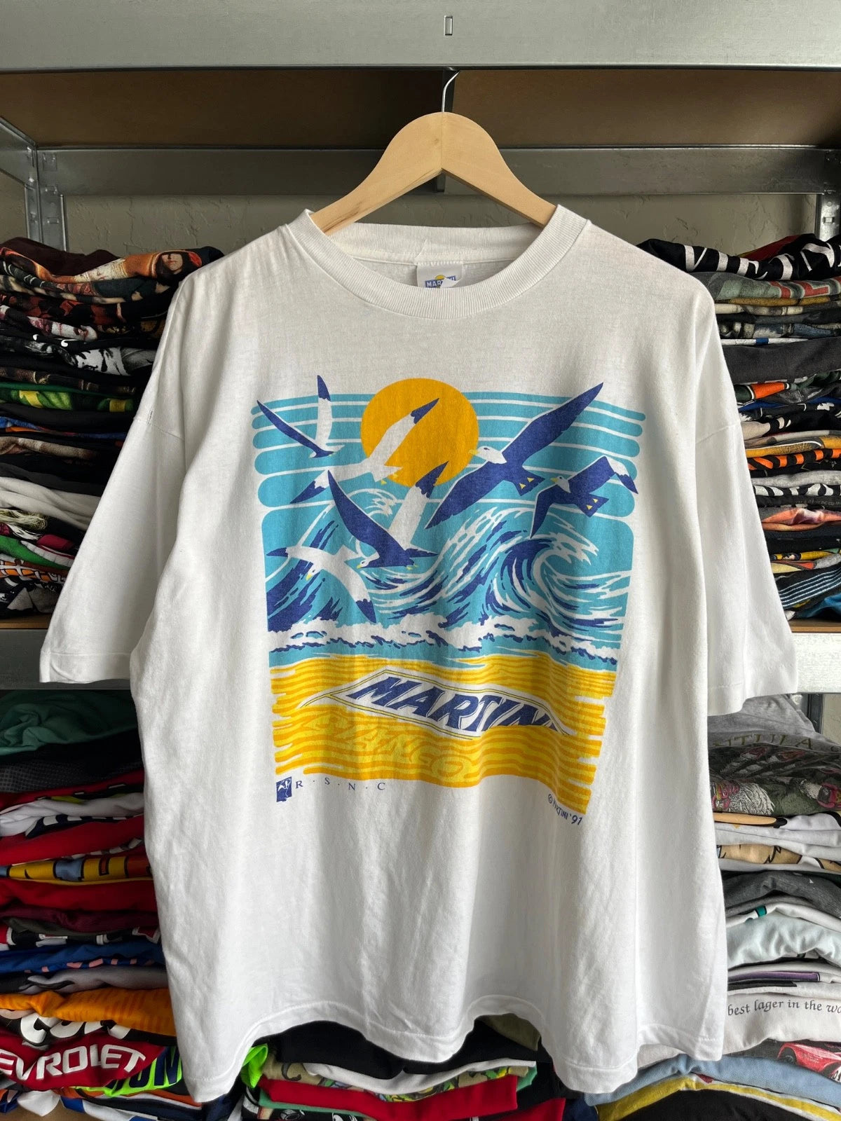 Vintage Martini Wine Alcohol Promo Rare 90s Graphic T-Shirt Size XL White Tee