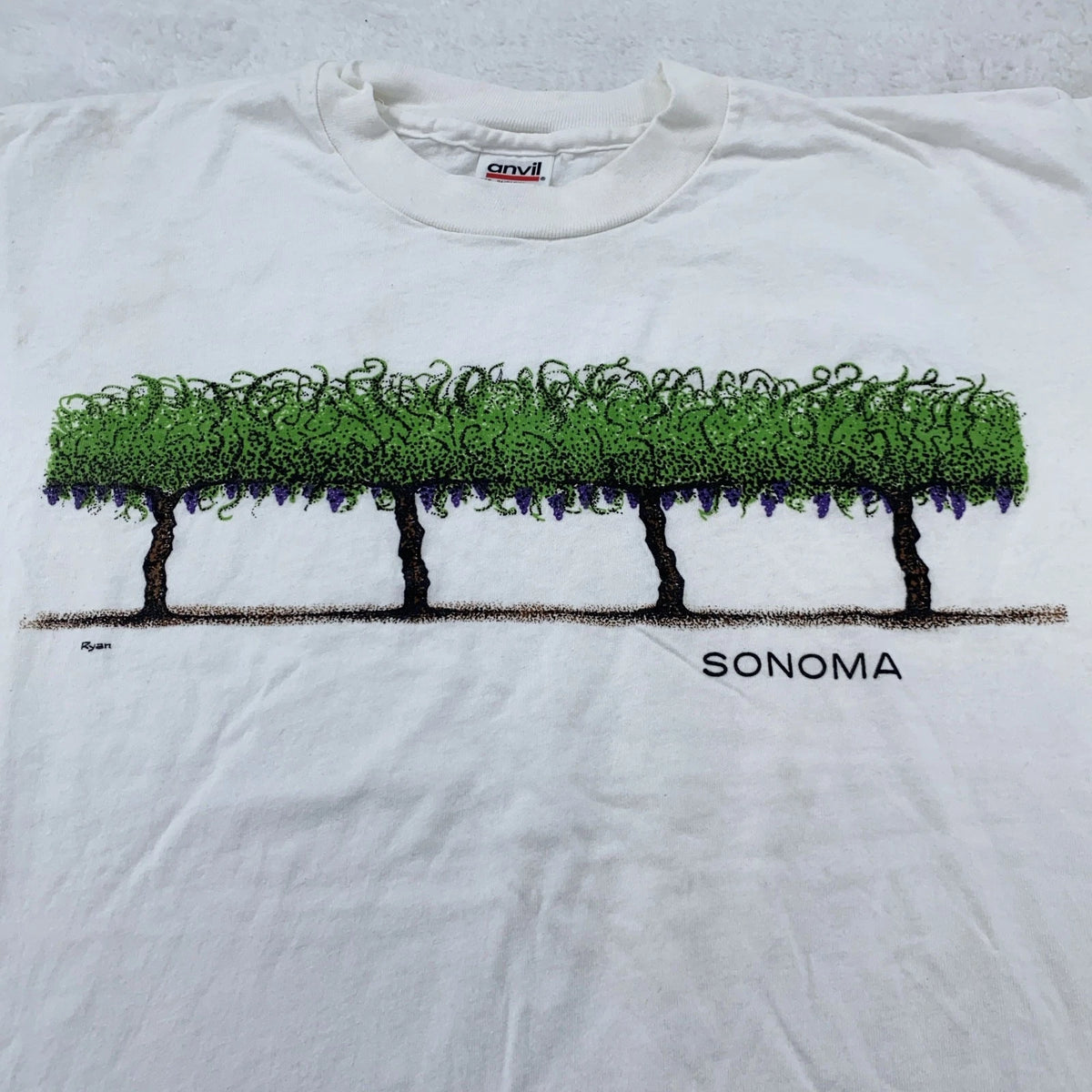 Vintage Sonoma Shirt Mens Large White Grapevine Vineyard Graphic Wine 90s