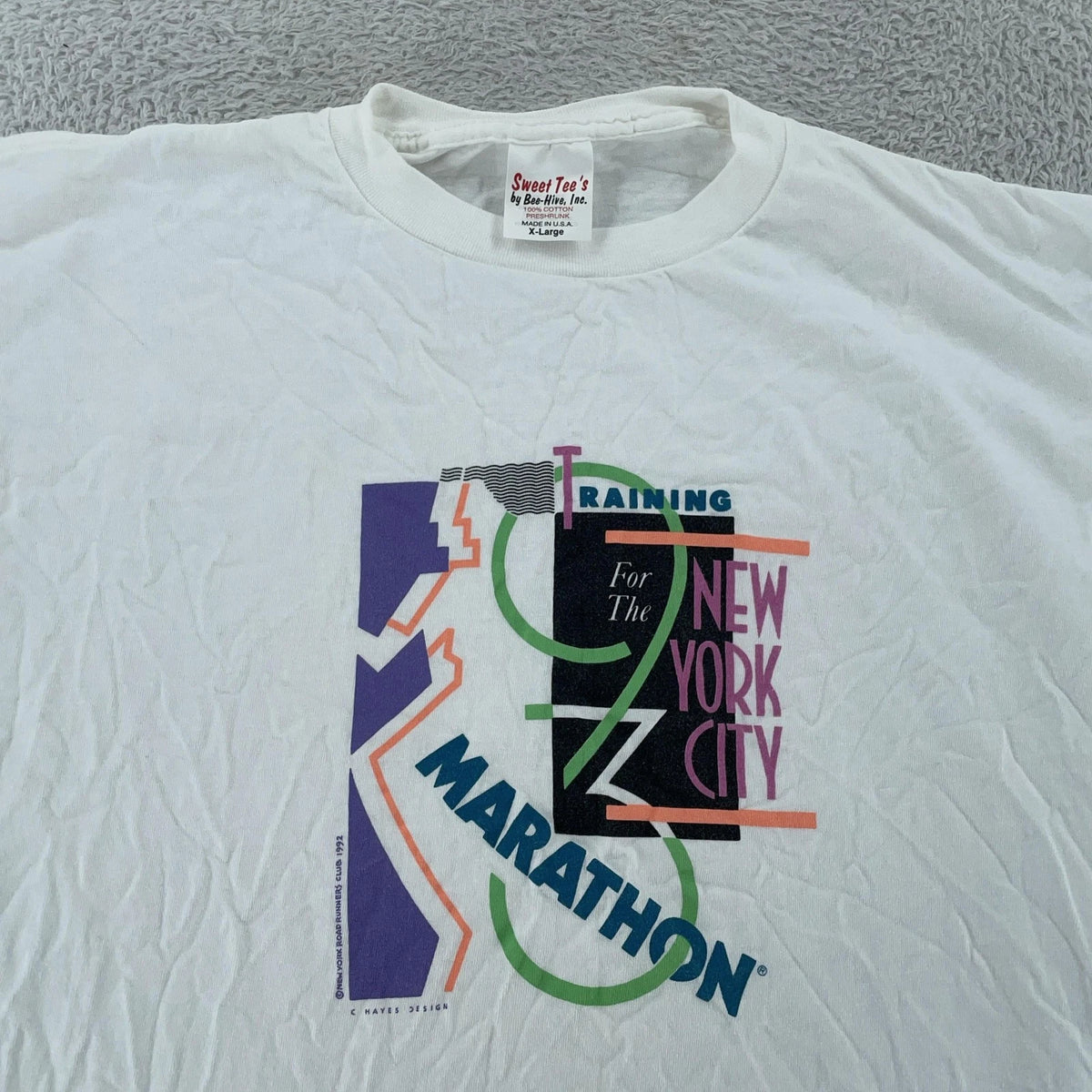 Vtg 1993 New York City Marathon Training T-Shirt L/XL Running 90s Road Runners