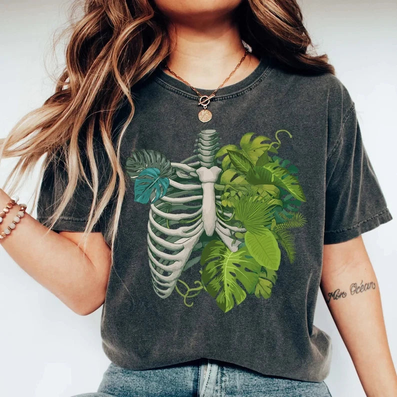 Skeleton Plant Body Shirt Monstera Plant Mom Graphic Tee Plant Lover Gift