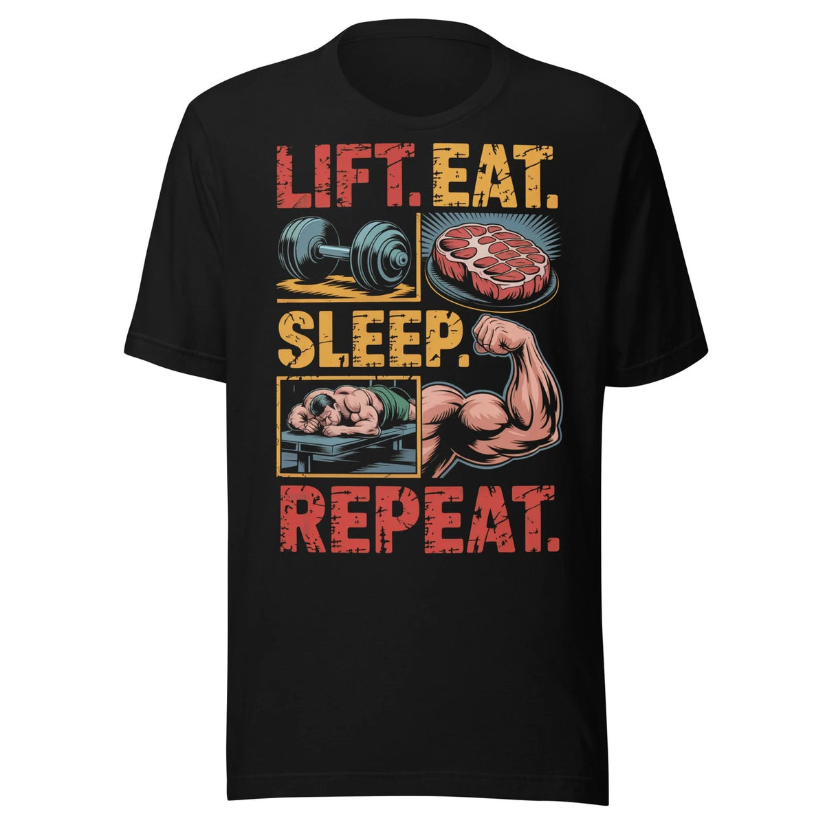 Lift Eat Sleep Repeat Gym Weights Lifting Bodybuilding Strength Muscle T-Shirt