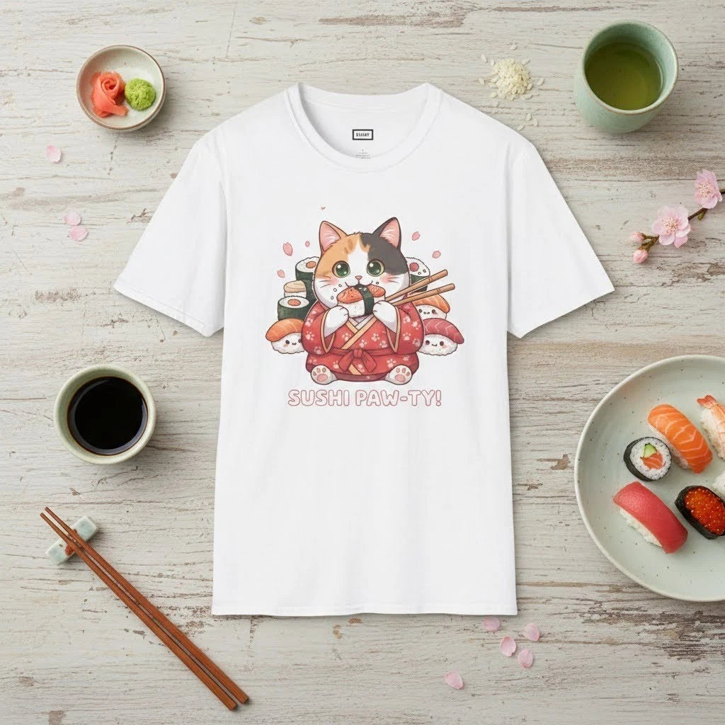 Calico Cat Sushi Kawaii Kitty Japanese Food Funny Cat Lover Graphic T-Shirt