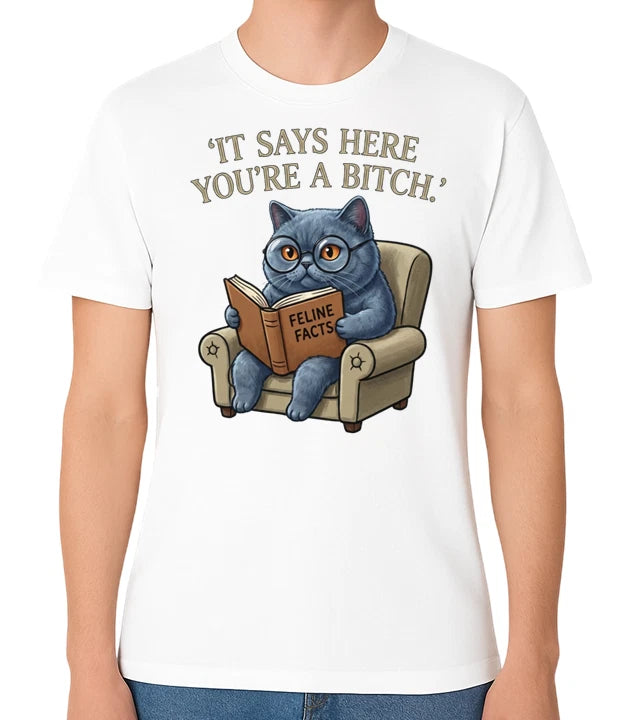 Cat Reading Book T-Shirt Sassy Quote Graphic Library Funny Unisex Gift Tee