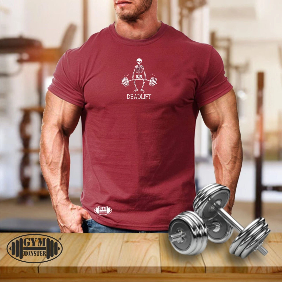 Deadlift Skeleton T Shirt Gym Clothing Bodybuilding Training Workout Boxing Top