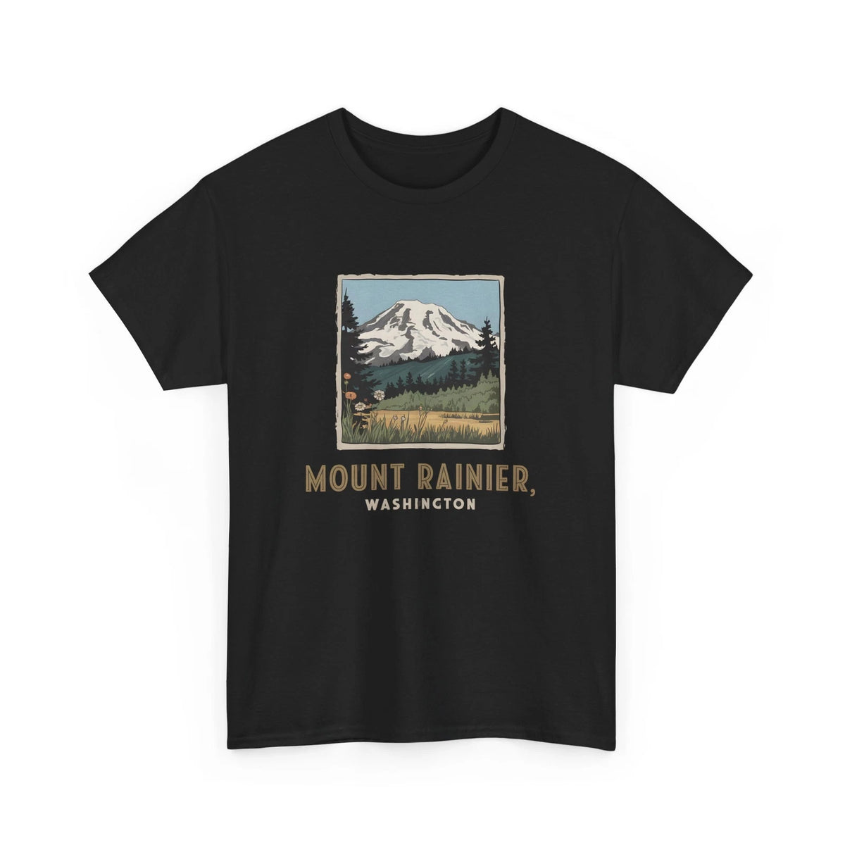 Mount Rainier T-Shirt Washington Vintage Graphic Tee Mountain Nature Hiking Park