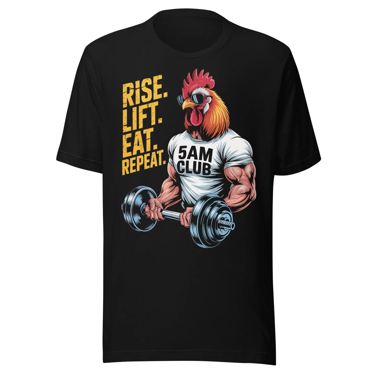 Gym Motivation RISE LIFT EAT REPEAT Workout Fitness Bodybuilding T-Shirt