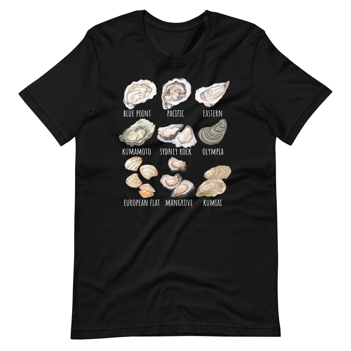 Oyster Species Shirt Seafood Lover Marine Biology Shellfish Ocean Food T-Shirt