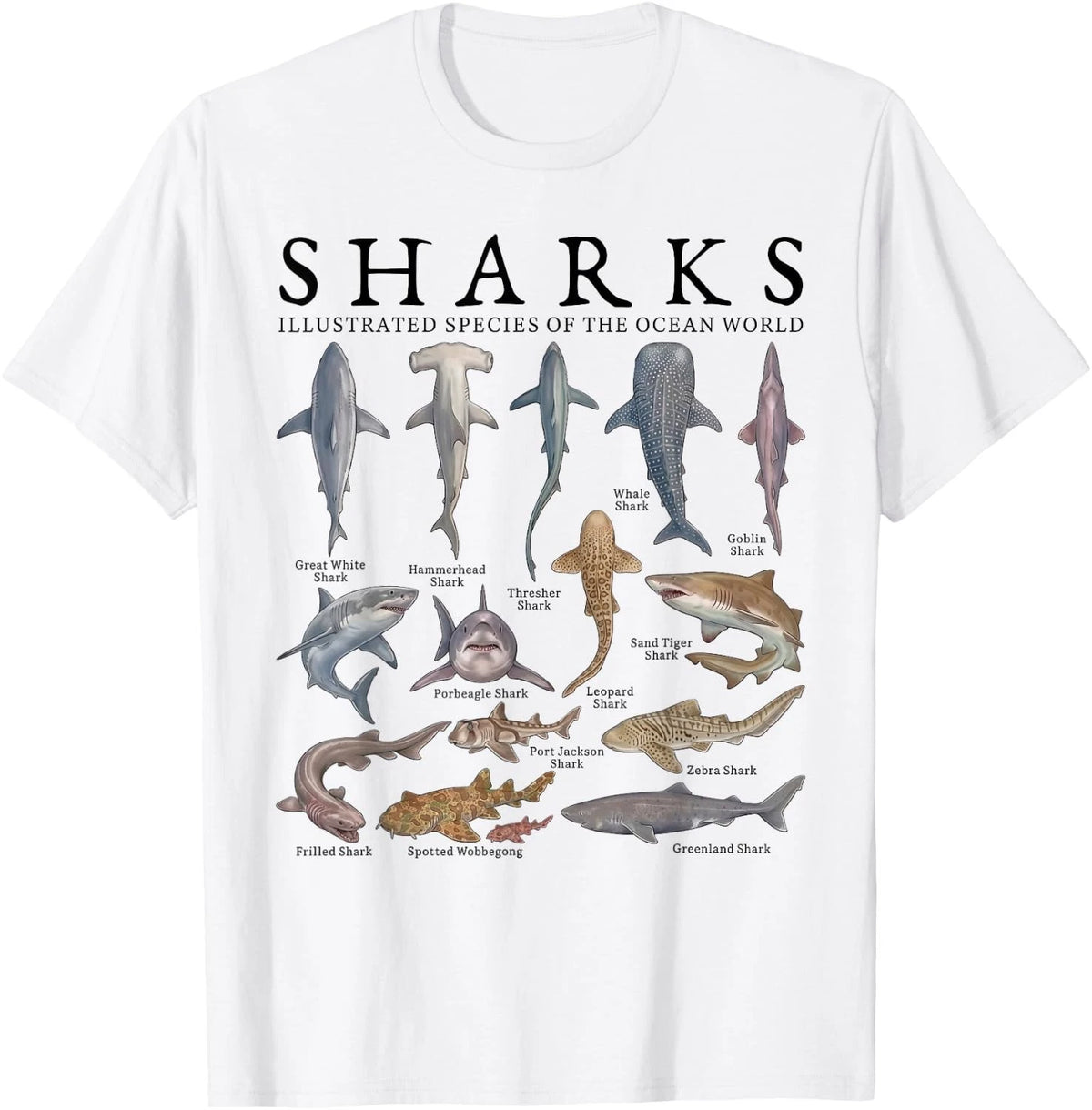 Shark Species Marine Biology Ocean Animal Art T-Shirt unisex T-Shirt