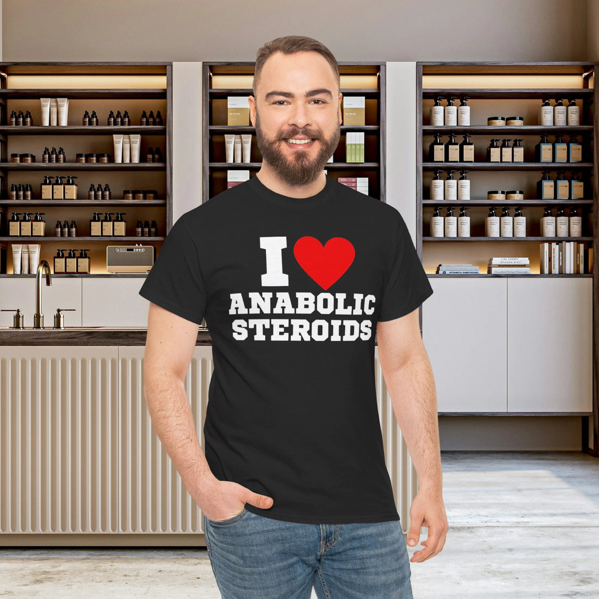 I Love Anabolic Steroids Funny Bodybuilding Gym Workout Graphic T-Shirt