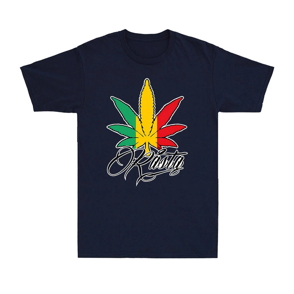 Rasta Pot Leaf Cannabis 420 Workout Muscle Novelty Vintage Men's Cotton T-Shirt