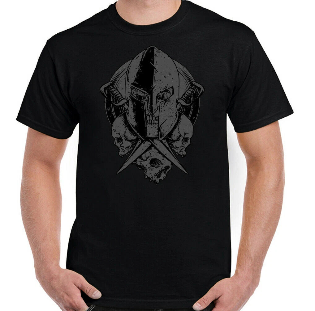 SPARTAN SKULL T-SHIRT, Gym Wear Training MA Bodybuilding Weightlifting Top Tee