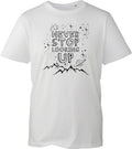 Mens Space T Shirt Never Stop Looking Up Slogan Astronomy Graphic Top Gift Him