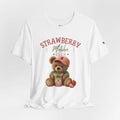 Strawberry Matcha Club Teddy Bear Shirt Cute Coffee Lover Graphic Tee for Women