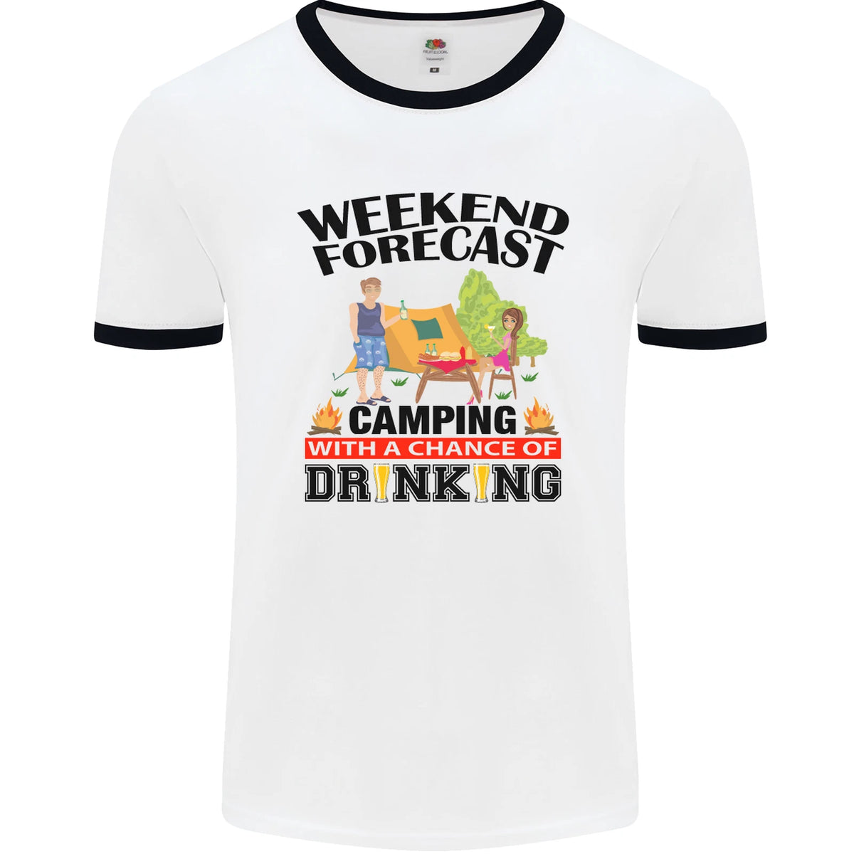 Camping Weekend Forecast Funny Alcohol Beer Mens Ringer T-Shirt