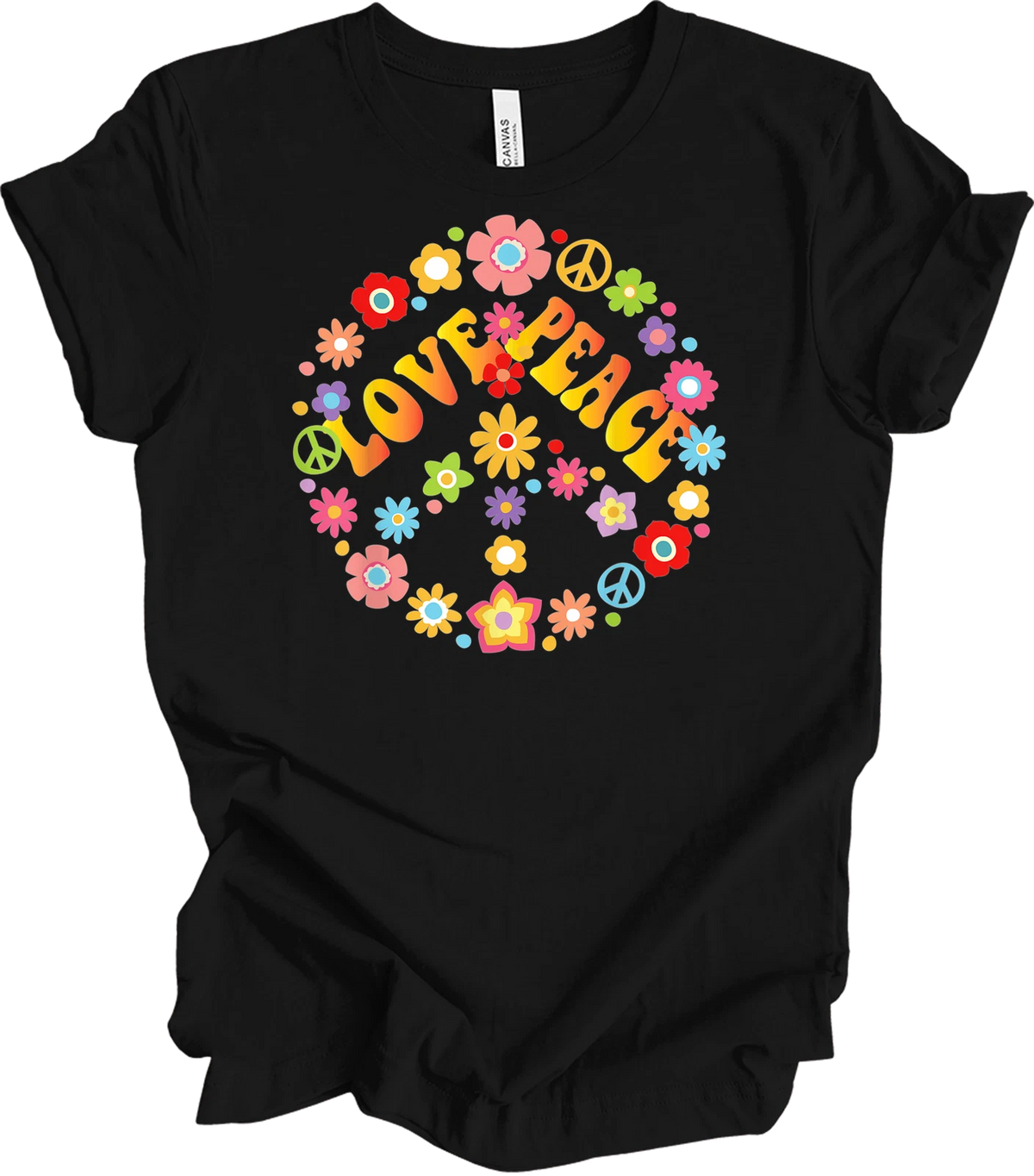 Peace Sign Love Retro 60s 70s Hippie Costume T-Shirt Vintage Floral Flower Power