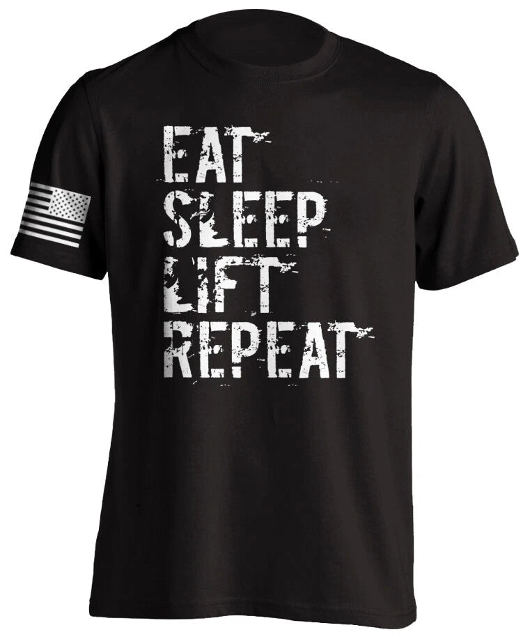 EAT SLEEP LIFT REPEAT Bodybuilding Fitness Gym T-Shirt Workout Motivational