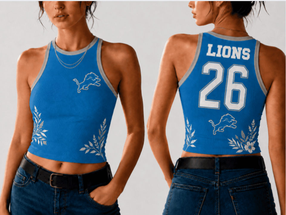 Custom Women's Detroit Floral Football 3D Crop Tank Top