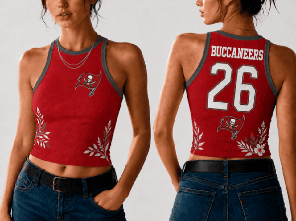 Custom Women's Tampa Bay Buccaneers Floral Football 3D Crop Tank Top